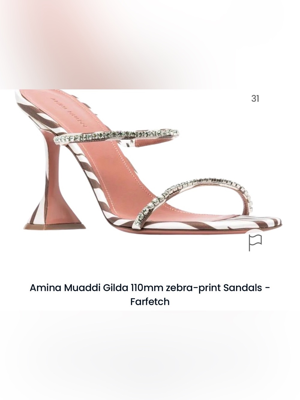 Amina Muaddi Gilda Zebra-Print Pink Crystal-Strap Sandal